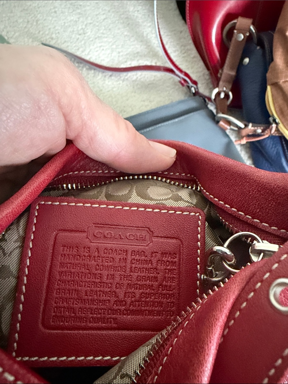 Coach Red Leather mini shoulder Bag - vintage - Picture 7 of 8